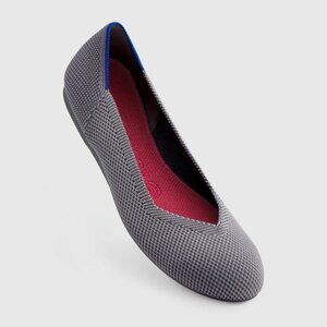 Rothy's - Round Toe Flat Shoes Pebble Ballet | Charcoal Gray + Blue Trim: Size 7